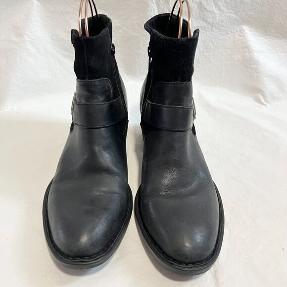 Born boots Korita Western womens 9.5 black leather suede block heel zip up - Picture 2 of 14